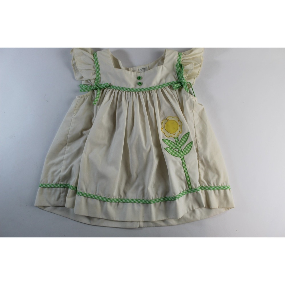 Vintage Little Girls Toddler Farm Dress 3T Floral Embroidered Flower Barn Find
